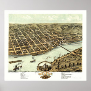 Poster Molino, IL - Mapa Panorâmico - 1869