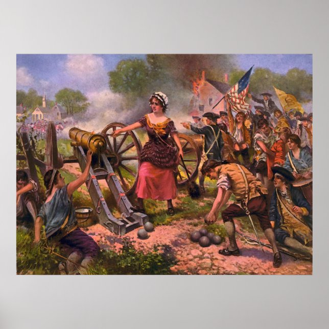 Póster Molly Pitcher incendiando canhão na batalha de Mon (Frente)