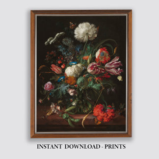 Poster Molody Floral Oil Painting, Antiquamente Escuro, V