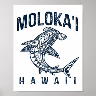 Poster Molokai Havaí Tril Tubarão Polinésio Havaiano Prai