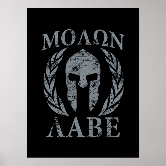 Póster Molon Labe Grunge Spartan Mask (Frente)