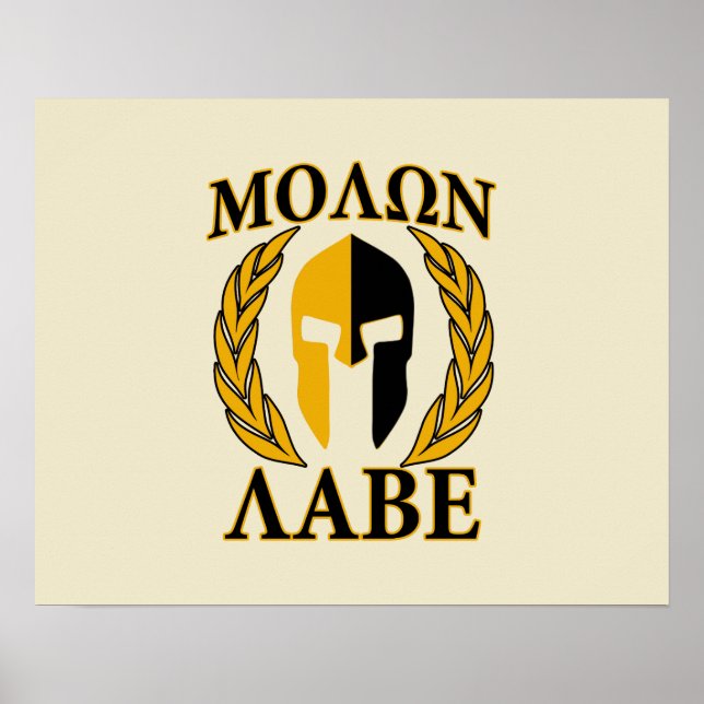 Póster Molon Labe Spartan Mask Laurels Beige Accent (Frente)