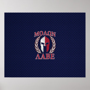Poster Molon Labe Spartan Warrior Carbono Estilo