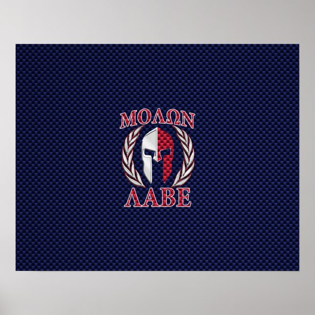 Poster Molon Labe Spartan Warrior Carbono Estilo (Frente)