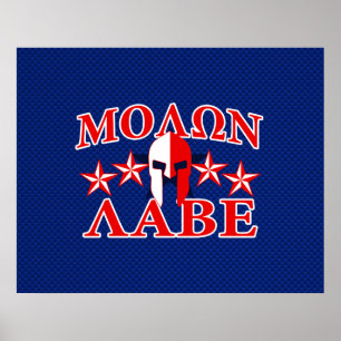 Poster Molon Labe Spartan Warrior Helmet 5 stars Patriot