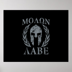 Póster Molon Labe Spartan Warrior Laurels
