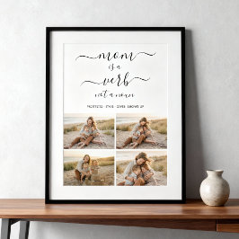 Póster Mom Is a Verb Family Photo Collage Mother Keepsake