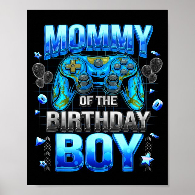 Poster Mom Of The Birthday Boy Cool Gamer Funny Video Gam (Frente)