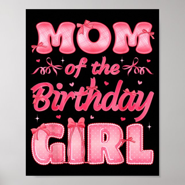 Poster Mom Of The Birthday Girl Family Nk Coquette Bow  (Frente)