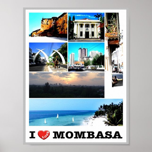 Poster Mombasa - Quênia - Eu Amo - (Frente)