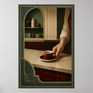 Poster Momento de Café Art Déco – Parede de Café Vintage