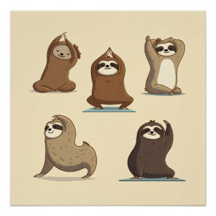 Póster Momentos de Yoga com Preguiça