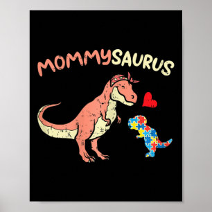 Poster Mommysaurus Quebra-cabeça Dinossaur Autismo Consci