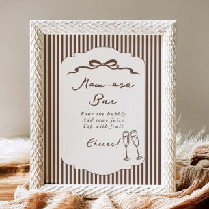 Poster Momosa bar Bebe Cafe listras marrons Baby Shower