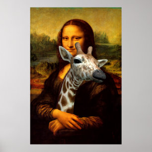 Poster Mona bonita Lisa abraça um girafa