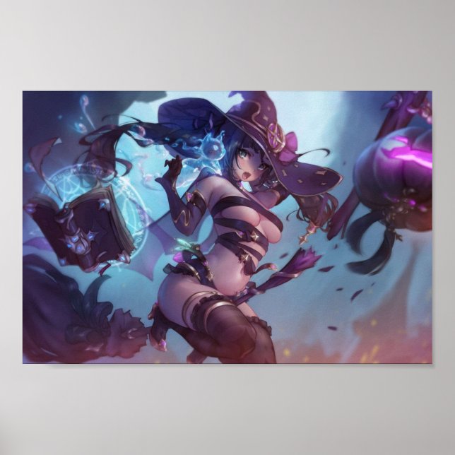 Poster Mona como bruxa Impacto Genshin (Frente)