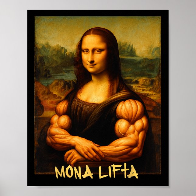 Poster Mona Lifta Muscle Mona Lisa Bodybuilder Gym E Ar (Frente)