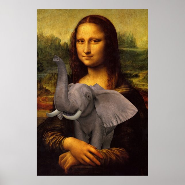 Póster Mona Lisa Com Elefante (Frente)
