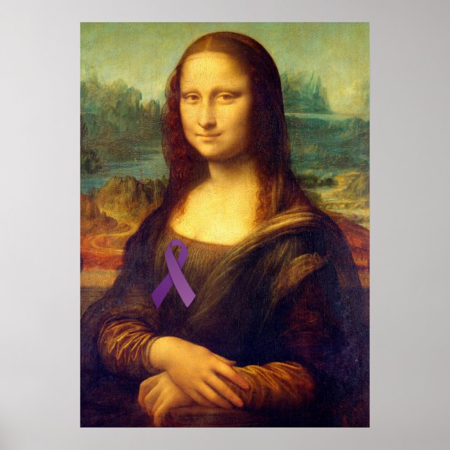 Póster Mona Lisa Com Fita Roxa (Frente)
