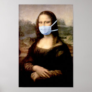 Poster Mona Lisa com Máscara Da Vinci a borrar as Artes