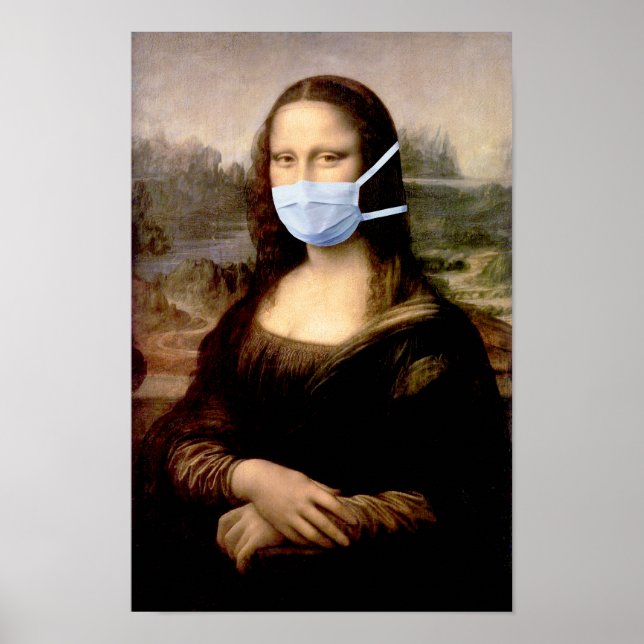 Poster Mona Lisa com Máscara Da Vinci Caçoando As Artes (Frente)