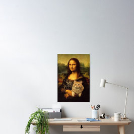 Poster Mona Lisa com seu gato (pele de gato) Amantes de g