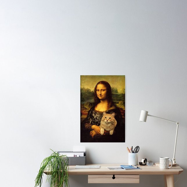 Poster Mona Lisa com seu gato (pele de gato) Amantes de g (Criador carregado)