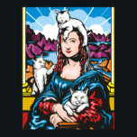 Poster Mona Lisa Com Seus Gatos<br><div class="desc">Mona Lisa com seus gatinhos. Esta é a cena toda vez que DaVinci foi limpar seus pincéis.</div>