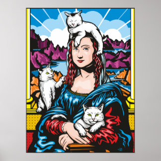 Poster Mona Lisa Com Seus Gatos