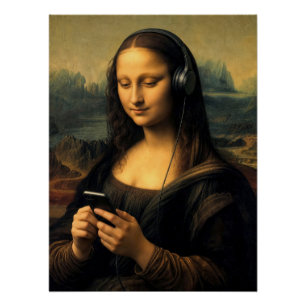 Póster Mona Lisa Moderna com Smartphone