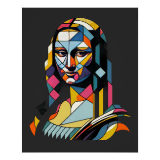 Póster Mona Lisa Moderna em Estilo de Vitral