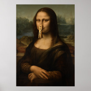 Poster Mona Lisa Prendedor de Roupas
