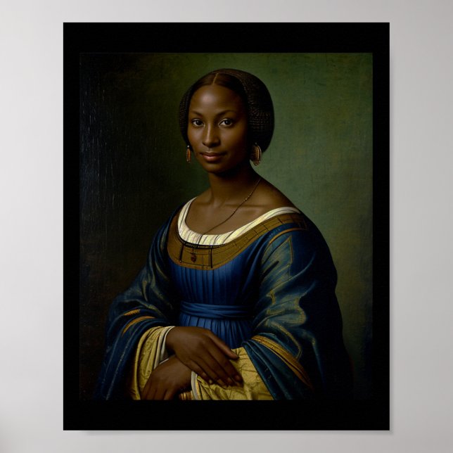Poster Mona Lisa Preta Mês da História Negra Mulher Negra (Frente)