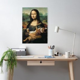 Poster Mona Lisa segurando seu gato Leonardo da Vinci