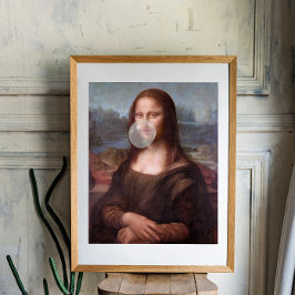 Póster Mona Lisa soprando chiclete cinza