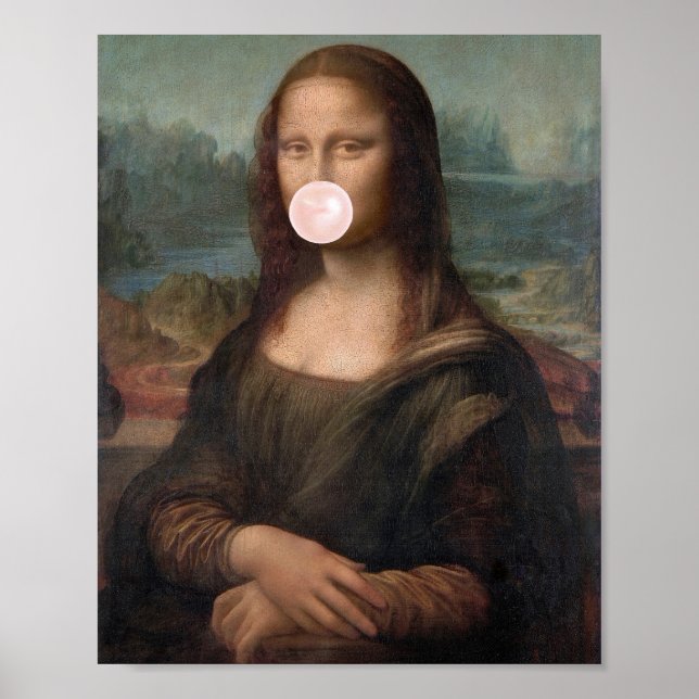 Poster Mona Lisa soprando chiclete rosa (Frente)