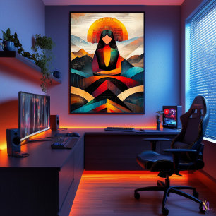 Poster Mona Lisa - Visão Cubista Minimalista