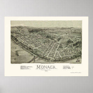 Póster Monaca, mapa panorâmico do PA - 1900