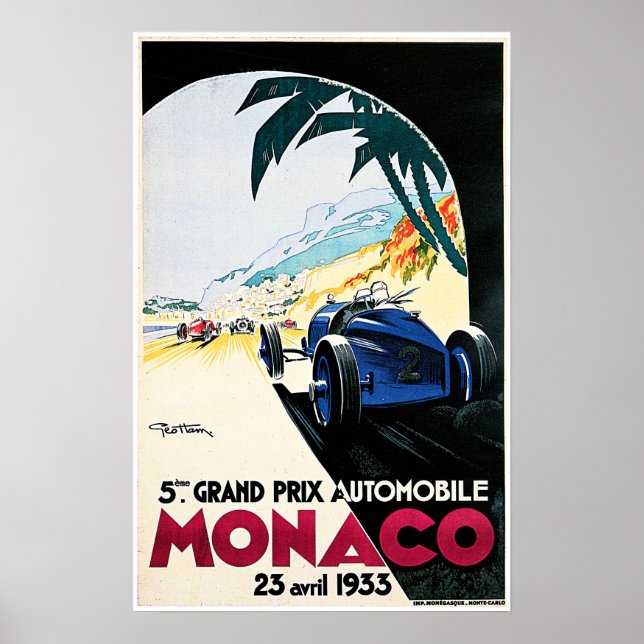 Poster MONACO 1933 Grand Prix Automobile por Geo Ham Race (Frente)