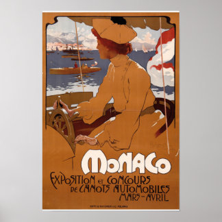 Poster Mônaco Exposition et concours de automobile 1900