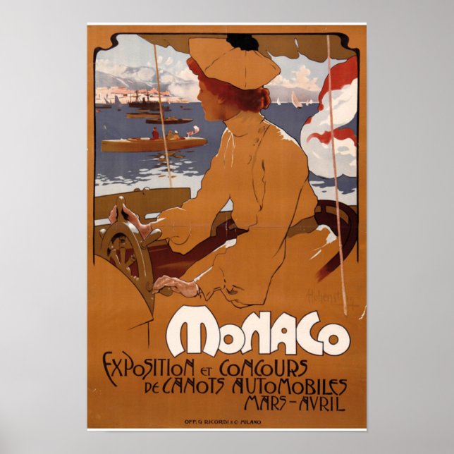 Poster Mônaco Exposition et concours de automobile 1900 (Frente)