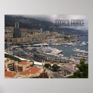 Poster Mônaco Harbour e Yachts de luxo Riviera Francesa