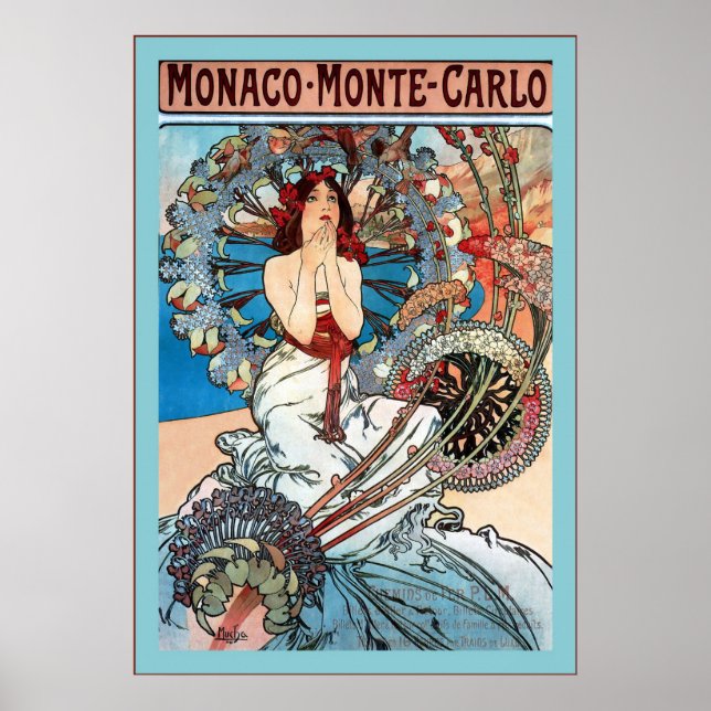 Póster Mônaco ~ Monte Carlo ~ Alphonse Mucha (Frente)