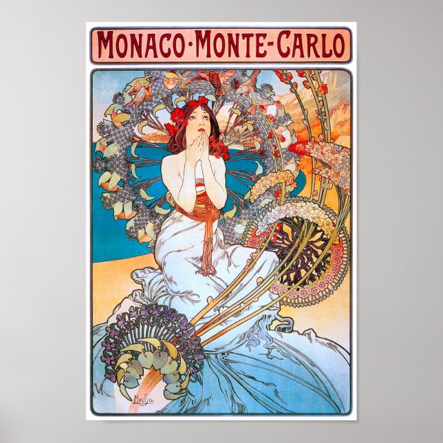 Poster Mônaco, Monte-Carlo, Mucha (Frente)