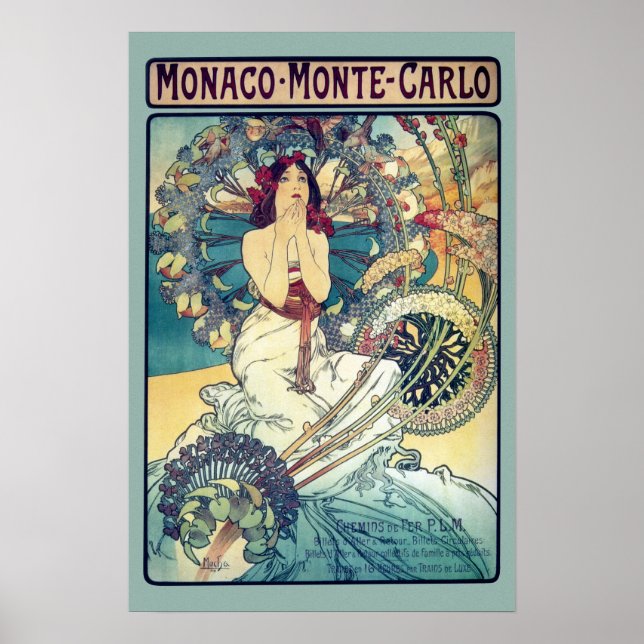 Póster Mônaco Monte-Carlo (Teal - mudas) (Frente)