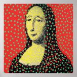 Poster Monalisa Pop Dot Art<br><div class="desc">Uma Monalisa moderna contemporânea com fundo vermelho e pontos verdes. É inspirado por designers modernos,  como Yayoi Kusama.</div>