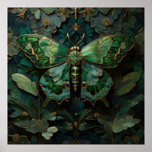 Poster Monarca Verde - Arte Digital Butterfly