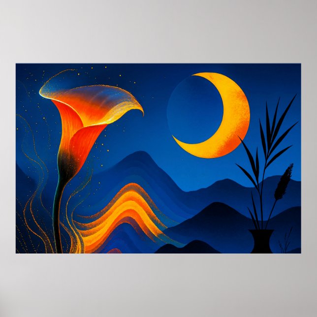 Poster Mondblüte der Wandlung - Stille Kunst (Frente)