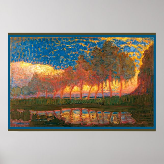 Poster Mondrian - Fileira de Onze Choupos, (Frente)
