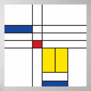 Poster Mondrian II Design de Arte Moderna Minimalista De 